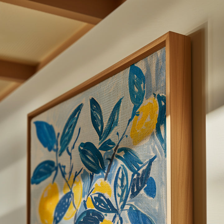 Lemon Burst in Blue Vase